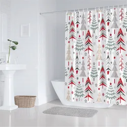 Christmas Shower Curtain Xmas Trees Snowflake Winter New Year Bath Curtains Polyester Fabric Home Bathroom Decoration With Hooks