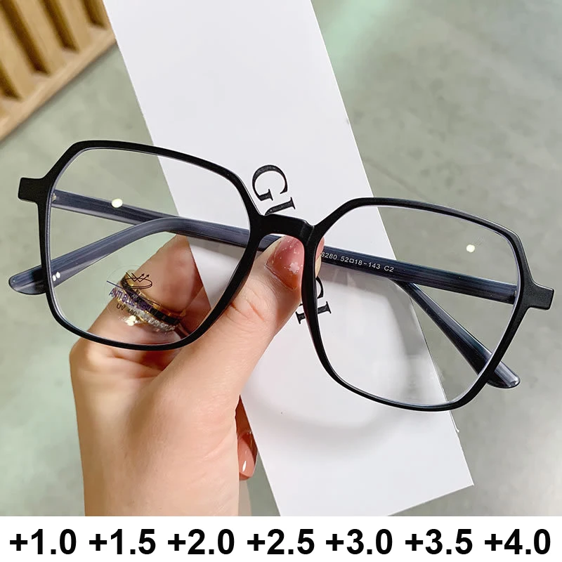 

Oversized Ladies Reading Glasses Anti Blue Light Blocking Presbyopia Eyewear Clear Lens Finished Optical Spectacles Eyeglasses