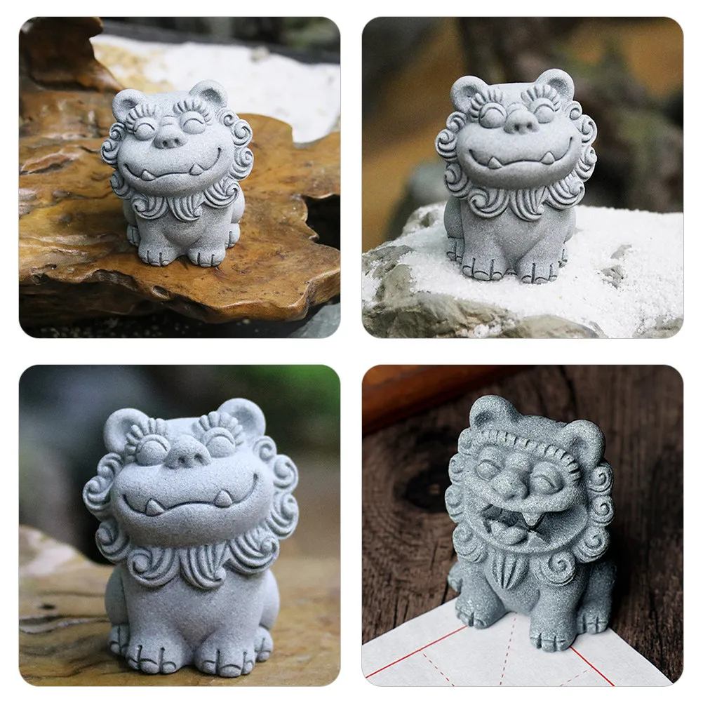

2Pcs Chinese Guardian Lion Statue Decor for Living Room Bedroom Desk Indoor Outdoor Mini Lion Ornament Home Decor