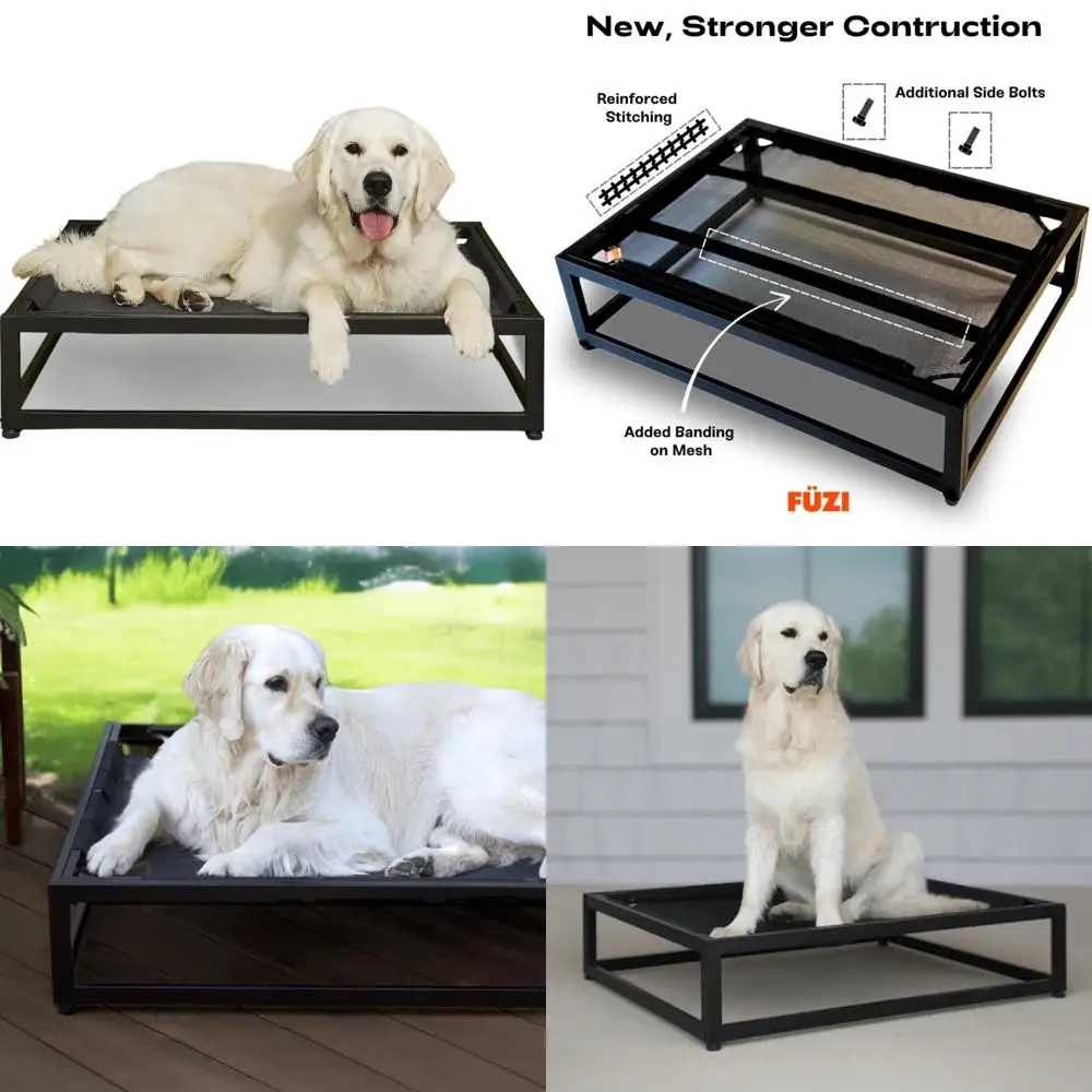 سرير كلب مرتفع فاخر من FUZI، سرير أليف مرتفع للاستخدام الداخلي والخارجي، مقاوم للمضغ ومتين، تصميم مسامي للراحة #1