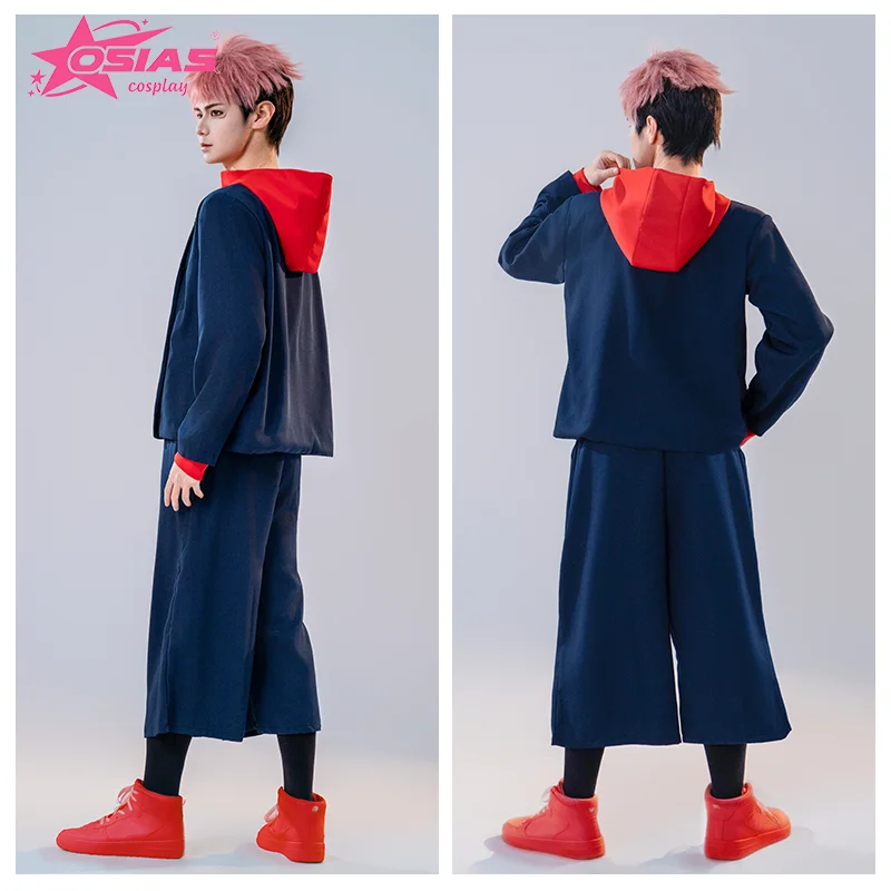 OSIAS Itadori Yuji conjunto de disfraz de Cosplay Itadori Yuji peluca Itadori Yuji zapatos Jujutsu Kaisen
