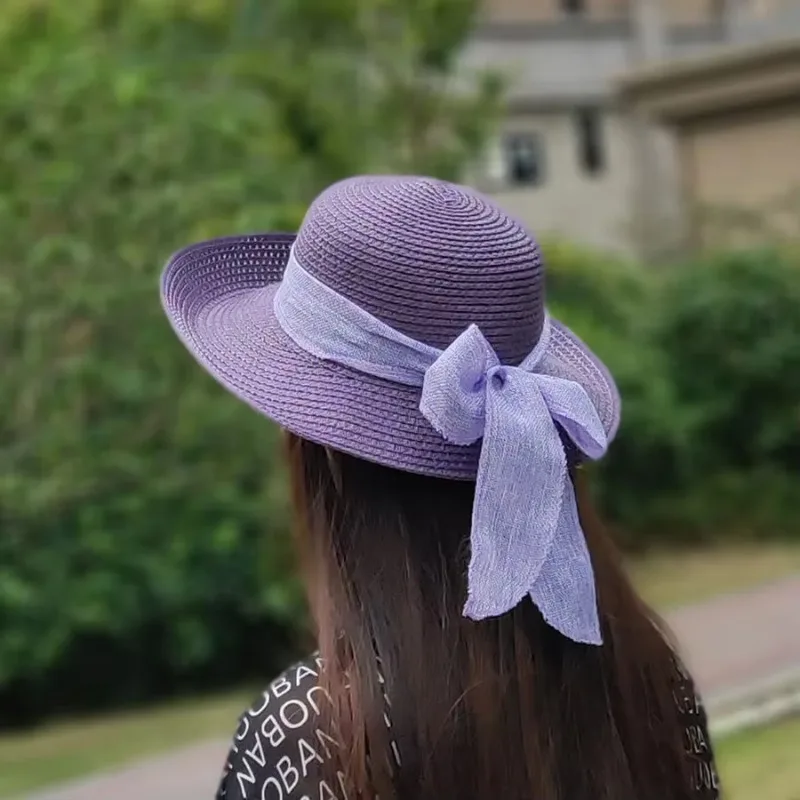 

Складная соломенная шляпа с широкими полями, летняя соломенная шляпа с широкими полями, женская пляжная шляпа от солнца, защитная от ультрафиолета шляпа для женщин