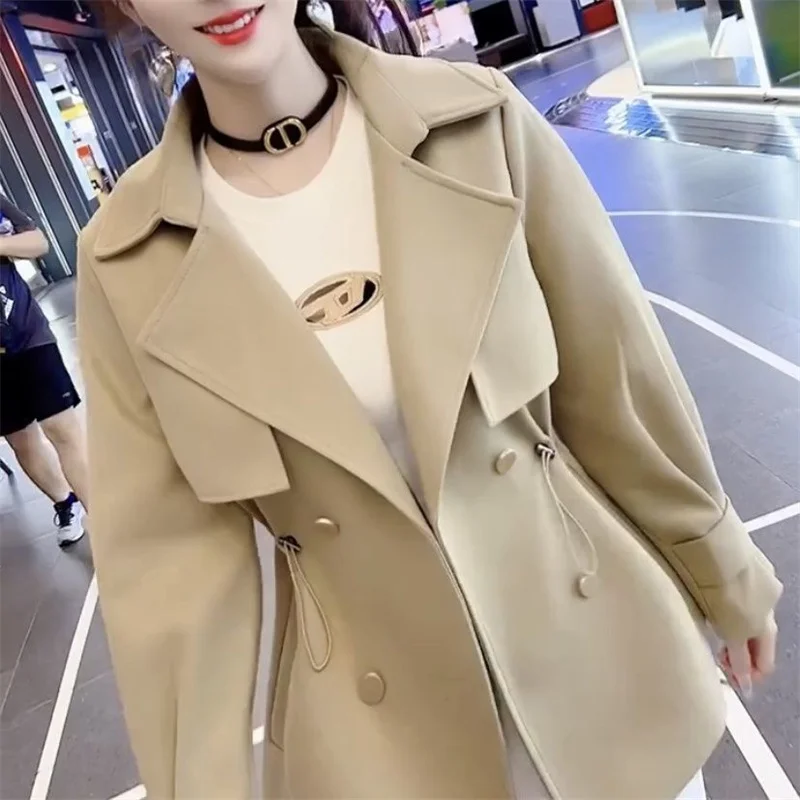 

Короткий тренчкот женский, роскошная ветровка, Повседневная модная верхняя одежда в Корейском стиле, верхняя одежда, весна-осень 2025