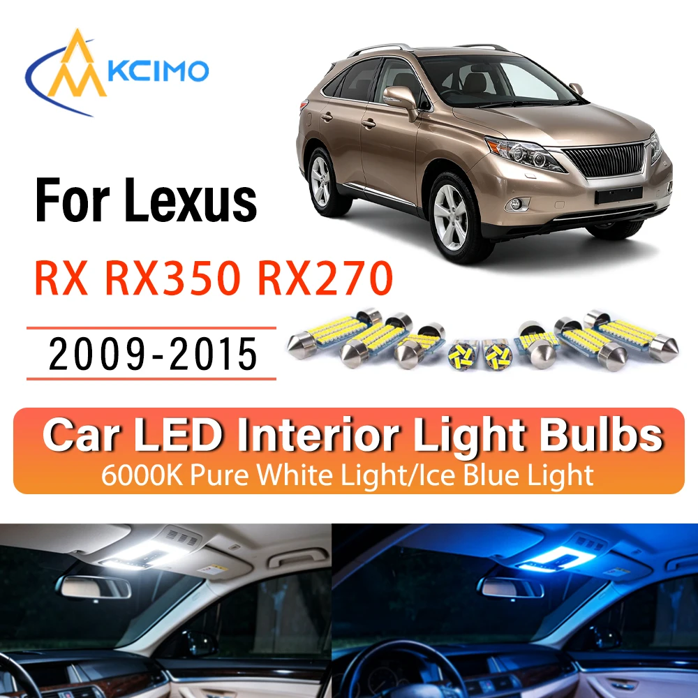Premium Easy Install LED Interior Lights For Lexus RX RX350 RX270 RX450h 2009-2015, Blue Light,White Lights Kit Long Lasting