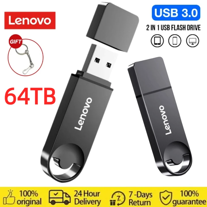 Lenovo-Memoria USB 3,0 de 64TB, unidad Flash de 8TB, 4TB, transferencia de alta velocidad, SSD de Metal, disco U