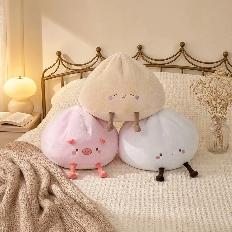 Creative Cute Faceless Pig Simulation Steamed Stuffed Bun Doll Kawaii Stuffed Animal Piggy Hug Pillow for Kids Birthday Gifts