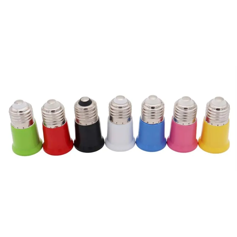 RED Blue Green Black White Yellow E27 to E27 Lengthen Lamp Holder Tube LED Light Bulb Base Extension Lamp Head Conversion Socket