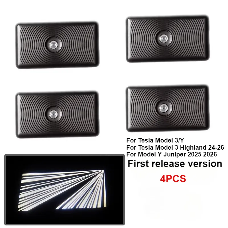 Für Tesla Model Y Juniper 2026 Türbeleuchtung Model 3 Highland YL ModelX S Puddle Ultra-Helle Willkommensbeleuchtung Glasfolie Negativ – Detail 3