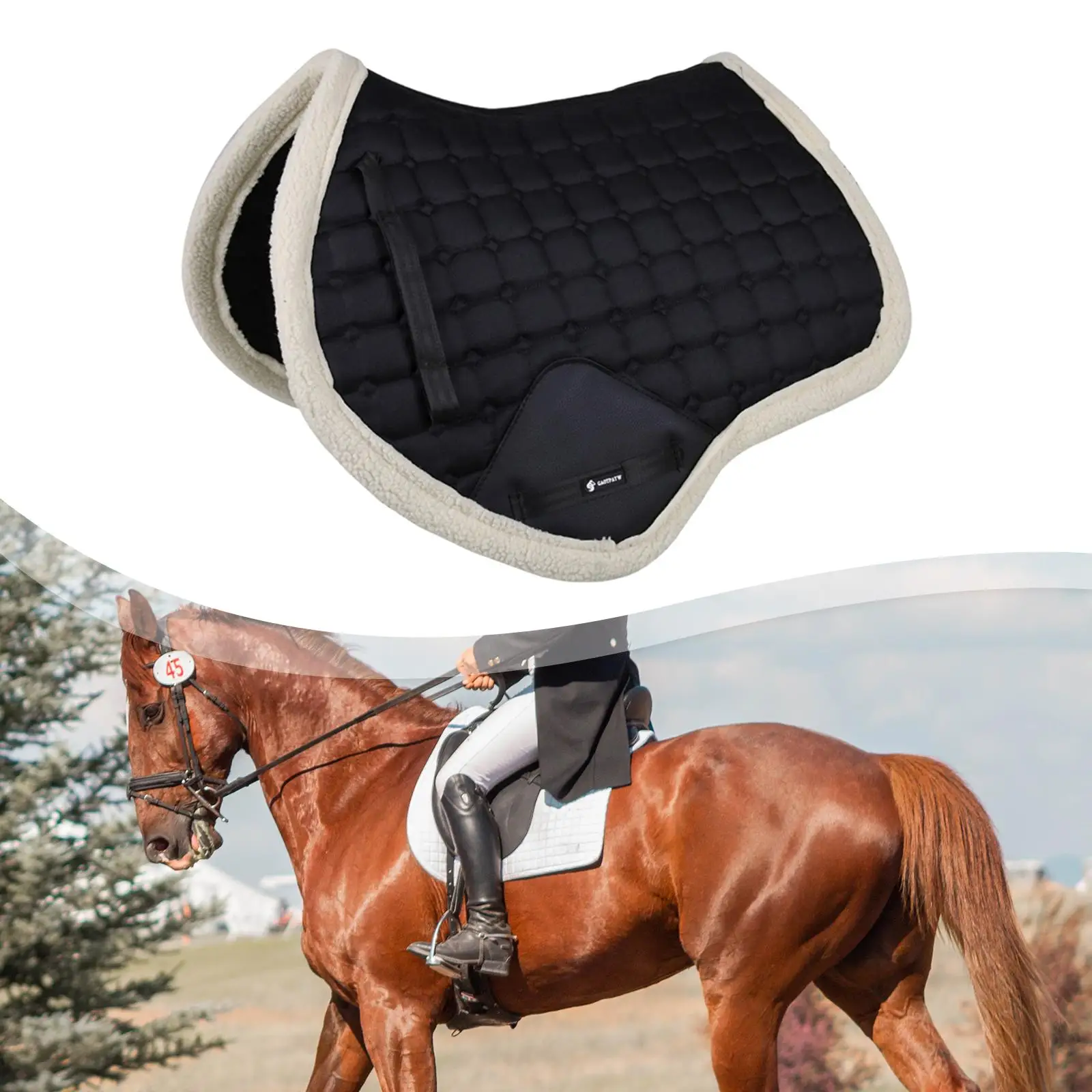 Essential Equestrian Saddle Pad Non Slip Breathable Canvas Cushion Riding Pad for Horses Sports and Exercise