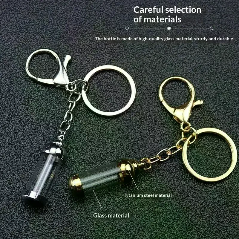 Mini Cylinder Clear Glass Vial Keychain Empty Sealed Key Ring for Ash Sand Lucky Charm DIY Gift Party Favor