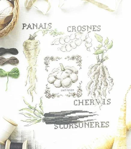 VE-Vegetable Series Roots Counted Cross Stitch Kit - Colorful Embroidery Floss DIY Handcraft Artwork for Leisure Time