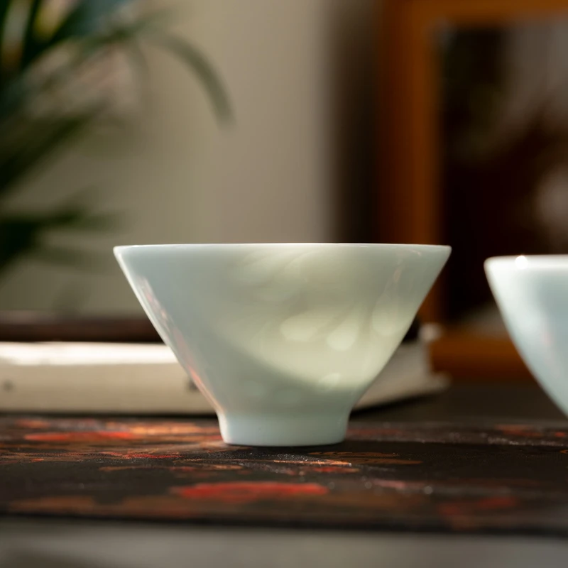 

Wen XiaoCheng Carved Porcelain Bowl Chinese Sle Large Size Individual Tea Cup Thin-walled Host Cup Zia Cercs Gongfu Te...