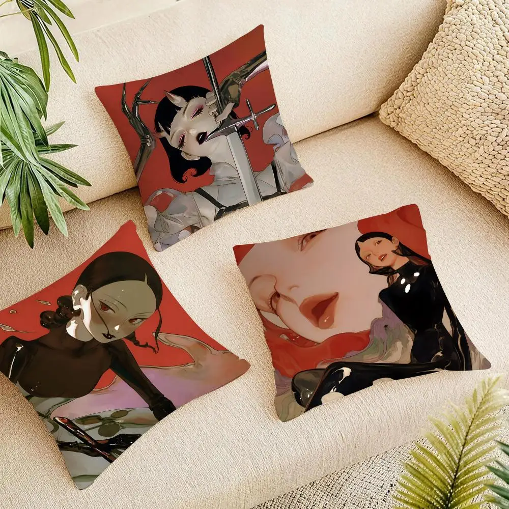 Sharp Art Blade Cushion Cover Short Plush Pillowcase, Washable Wrinkle Resistant Cover for Bedroom Gift