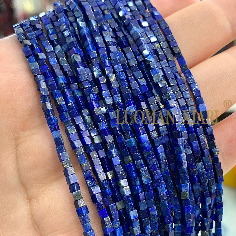 2x2 3x3 4x4MM  Square AA Natural Stone Lapis Lazuli Loose Cube Spacer Beads for Jewelry Making DIY Bracelet Charms Accessories