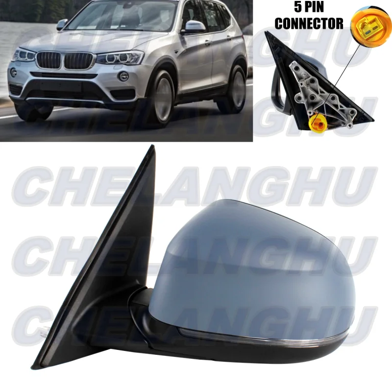 

Mirror Assembly For BMW X3 F25 2014 2015 2016 2017 Left Side 5Pins Paintable Heated Power Adjust Memory Turn Light Power Fold