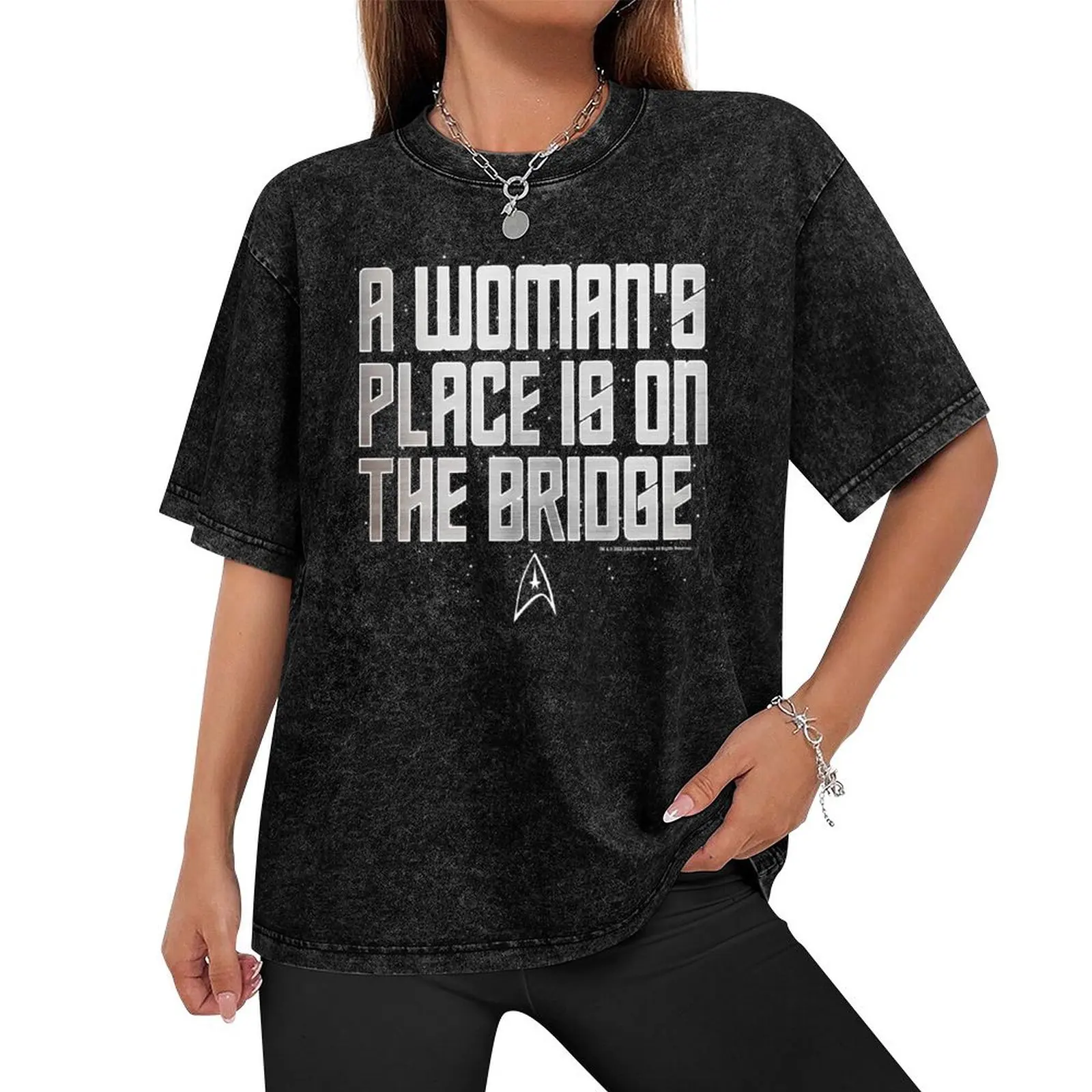 Star Trek A Woman's Place Is On The Bridge Logo T-Shirt anime tshirt blue archive essential t shirt Short sleeve tee men