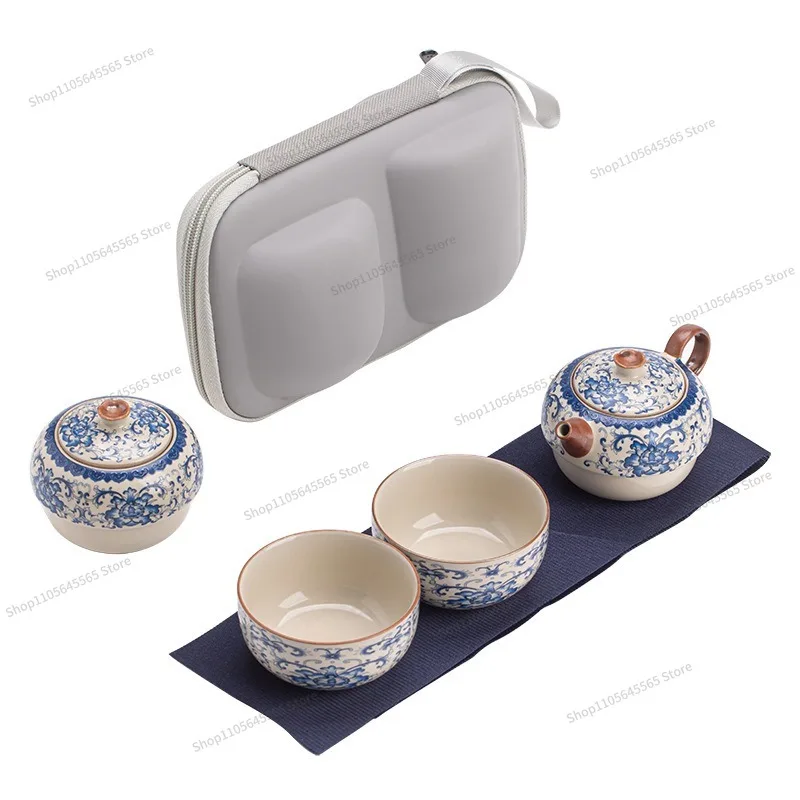 For Tea Set, One Pot, Two Cups, Portable Ceramic Tea Cup, Outdoor Camping Cup