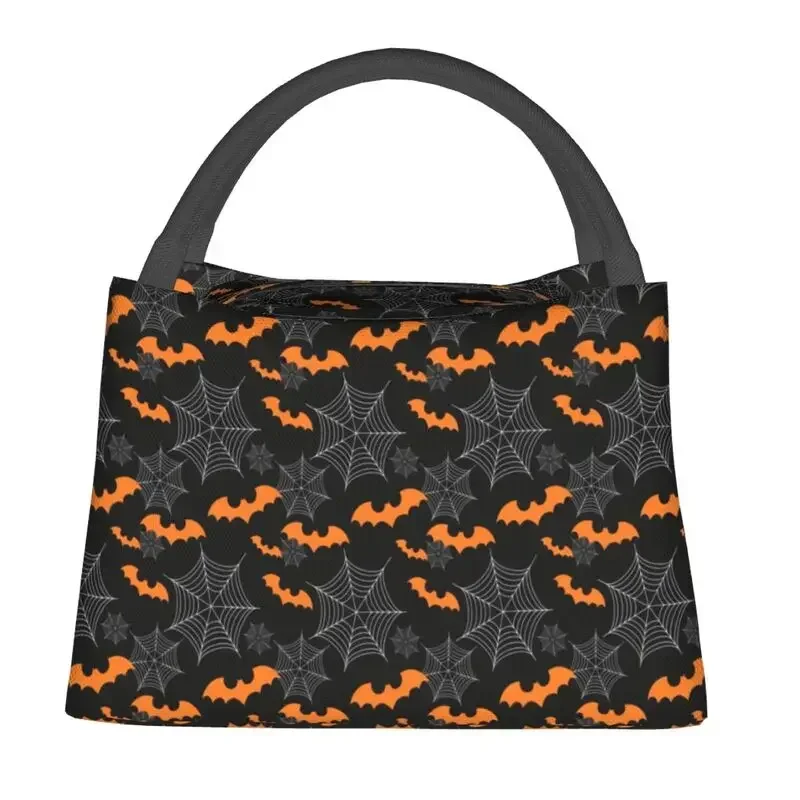 Halloween Bats Pattern Insulated Lunch Bag for Women Goth Occult Witch Magic Thermal Cooler Lunch Box Office Picnic Travel