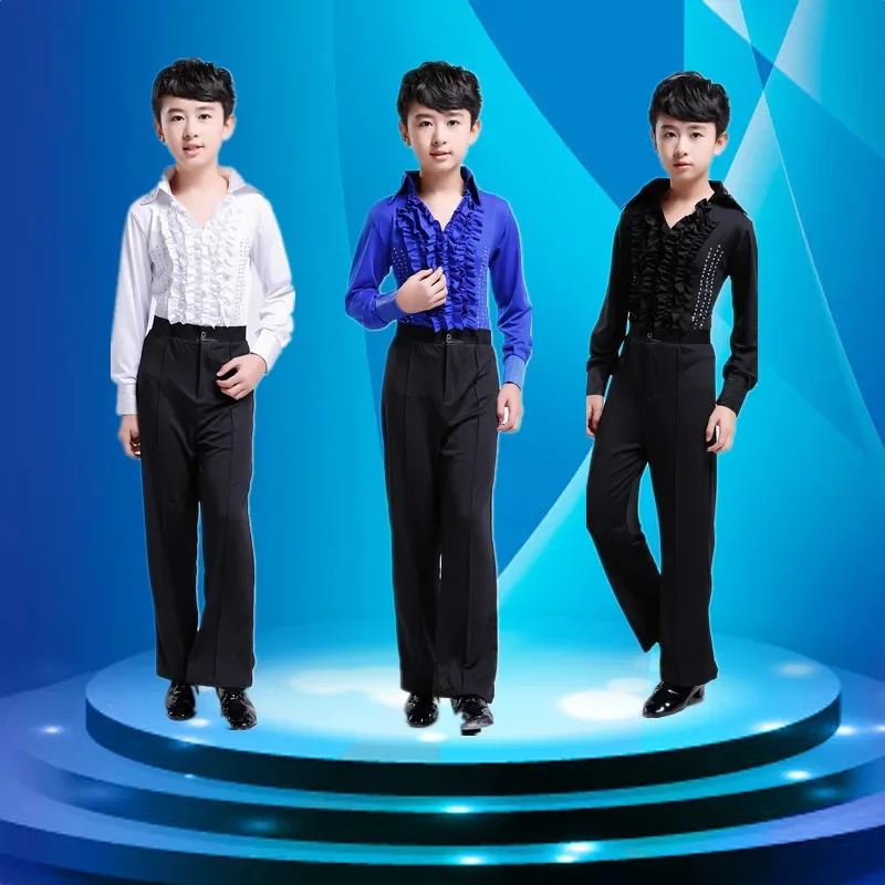 New Boys Latin Salsa Dancing Costumes Kids Ballroom Performance Party Dance Wear Tops+Pants Vestido De Baile Latino