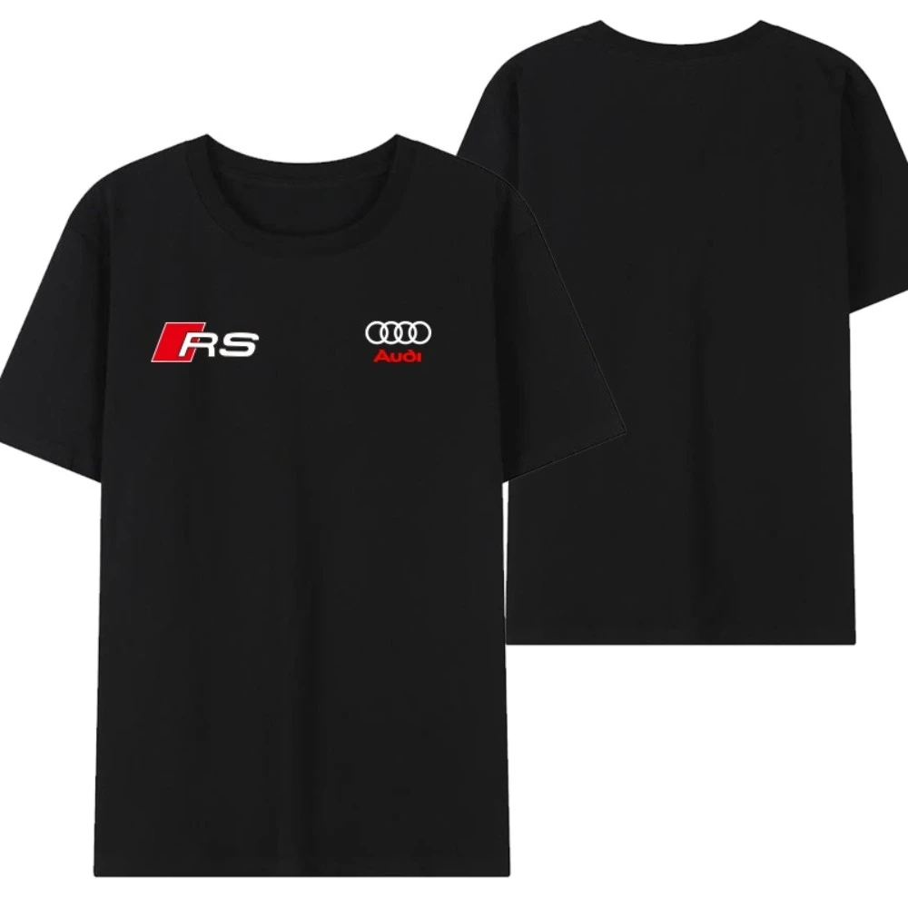 

In the summer of 2025 Audi short-sleeved pure cotton men's and women's summer casual and simple travel short-sleeved