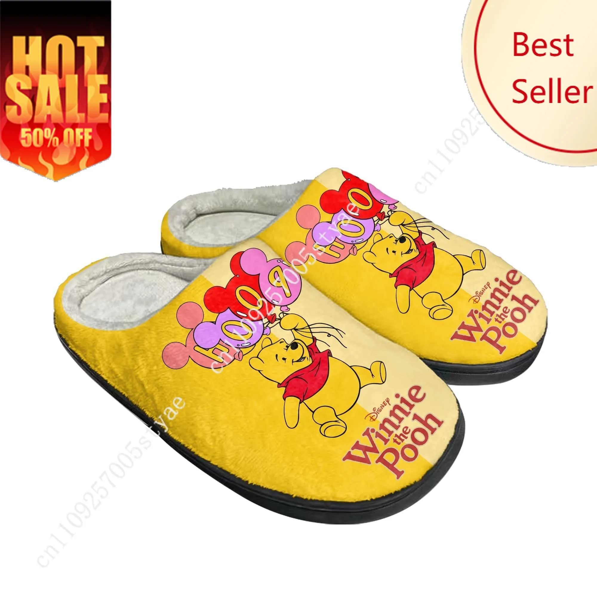

Winnie the Pooh Cotton Slippers Disney Cartoon Decorate Plush Indoor Shoes Design Your Party Holiday Gifts Custom Shoe