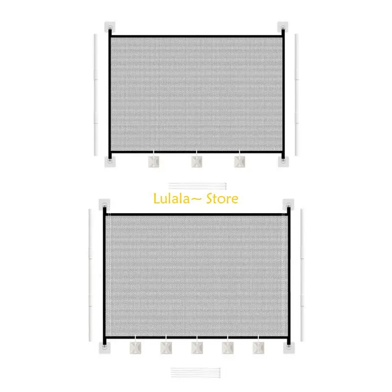 Y4QA Foldable Mesh Safety Door Fence For Pet Baby No Assembly Portable Structure