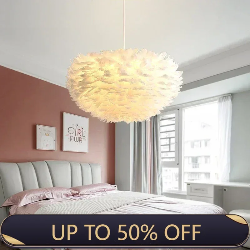 Nordic Creative Feather LED Pendant Light Living Room Bedroom Dining Children's LED Lamp Modern Art Personality Lighting Decor