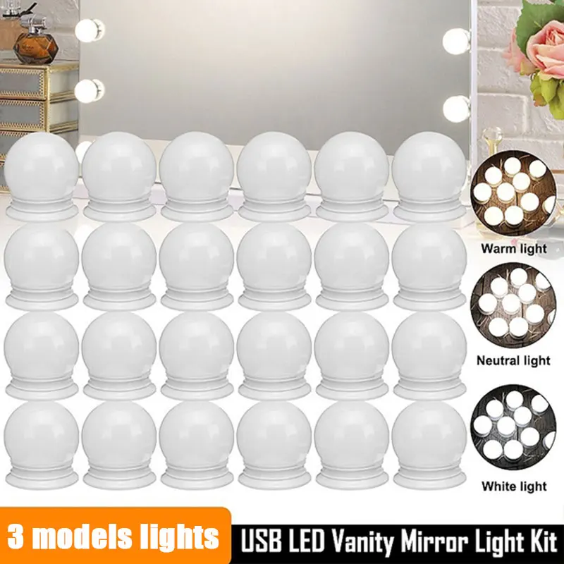 Imagem -04 - Led Make up Mirror Lâmpadas Usb Hollywood Vanity Luzes de Espelho de Maquiagem Iluminação do Banheiro Lâmpada de Parede Led Regulável