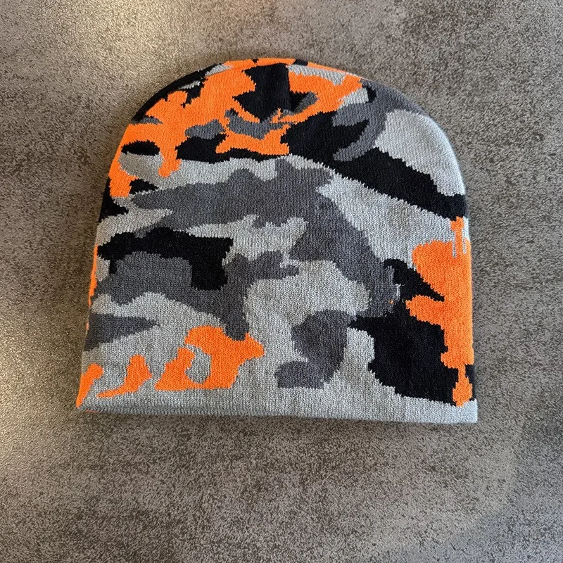 Camouflage Knit Beanie Hat For Men Women Classic Camo Print Soft Stretch Winter Warm Skull Cap Outdoor Sports Casual Knitted Hat