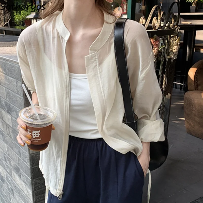 

Sun-proof Jackets Women Outwear Simple Summer Design Ladies All-match Daily Fashion Korean Style Leisure Elegant Loose Sweet New