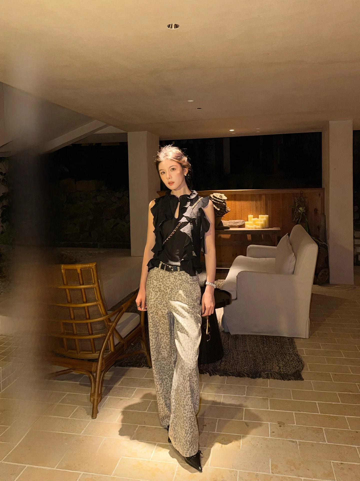 

American Retro Loose Leopard Print Pants Wide Leg Straight Cut Super Good Fit Casual Cotton Ladies Trousers Qiang Wen