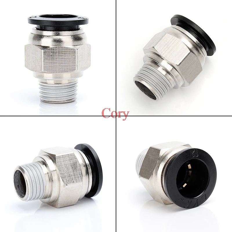 6mm OD PU PE Hose thread M5 1/8 1/4 3/8 1/2 air straight hose pneumatic fitting Black brass nickel One touch tube quick coupling