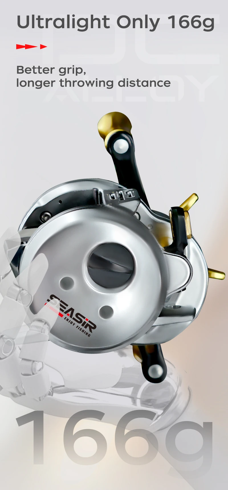 SEASIR DC Alloy Vollmetall-Rundrolle DC-Trommel Digitalsteuerung Ultraleicht 166g Salzwasser-Metallführung Baitcast-Angelrolle – Detail 8