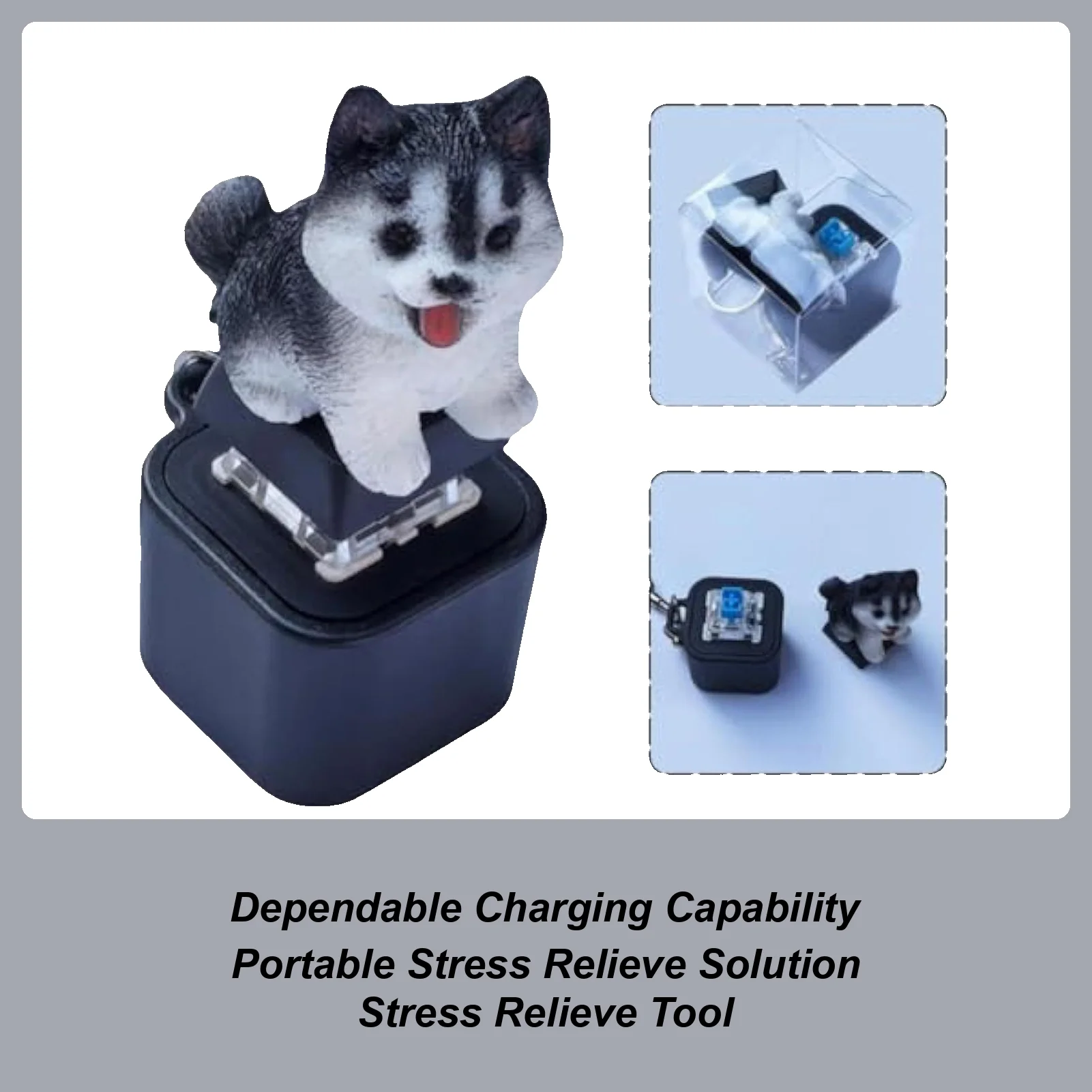 Tastiera da dito Fidget Toys Portatile Cat Dog Bark Suono Luci a LED Fidget Keyborad Pulsante Portachiavi calmante per le dita per bambini Adulti