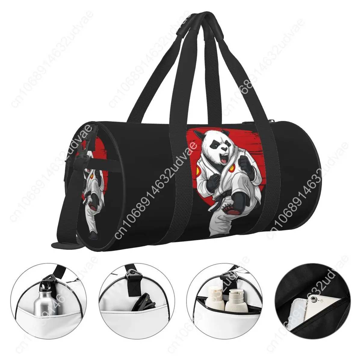 Fun Panda Bear Gym Bag Karate Taekwondo Travel Training Sports Bags Couple Custom with Shoes Retro Fitness Bag Portable Handbags
