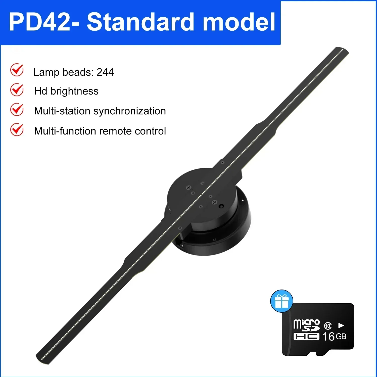 Wentylator Holograficzny 3D 42cm Wifi Pilot Zdalnego Sterowania Własne Ikony DIY Wideo LOGO Neon LED Obrotowy Wyświetlacz REKLAMA Projektor Holograficzny 3D