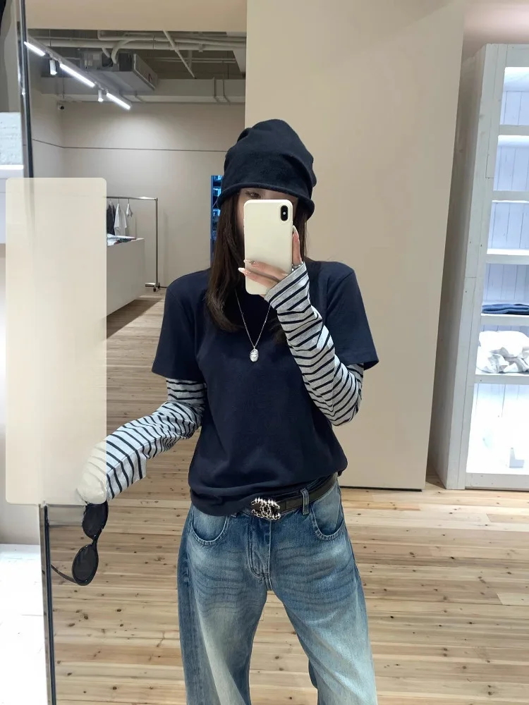 

EKOOL Women's Long Sve round Ne T-irt Loose Fit Casual Sle Inner And Outer Wear Slimming Base Layer Top