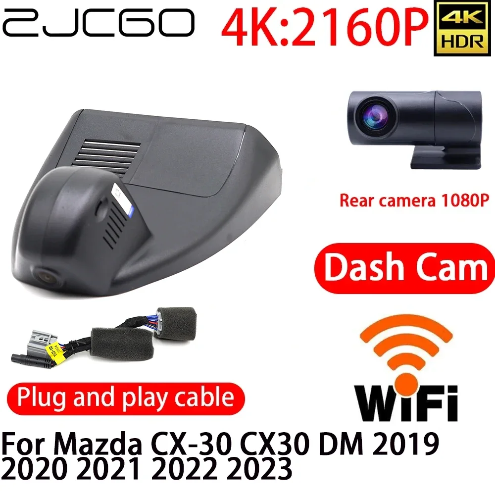 ZJCGO 4K DVR Dash Cam Wifi Front Rear Camera 24h Monitor For Mazda CX-30 CX30 DM 2019 2020 2021 2022 2023