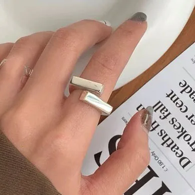 BF CLUB Silver Color Hug Rings for Women Fashion Geometric Handmade Irregular Vintage Fine Jelwery Ring Party Christmas Gift view 4