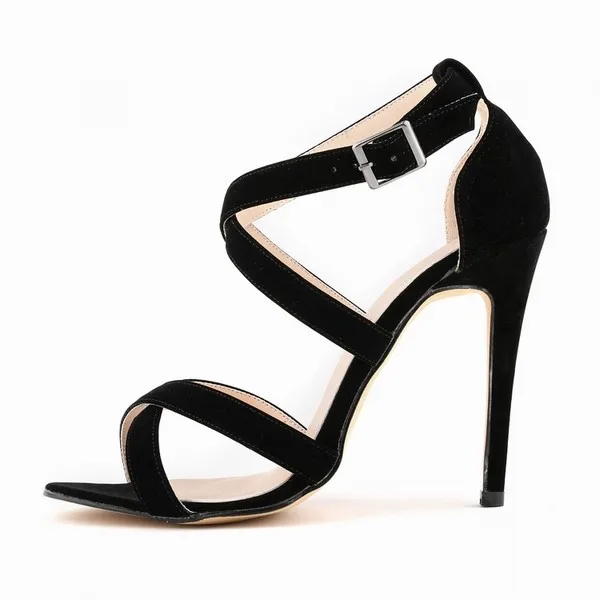 New Sexy Women Sandals Fashion Open Toe Ankle Straps High Heels Summer 11cm Thin Heel Party Dress Shoes Plus Size