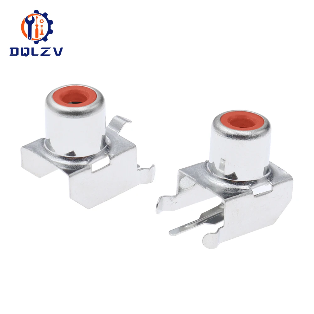 Lotus Seat AV Socket 4Pin RCA Single-hole PCB Soldering Audio Video Female Connector Nickel-plated