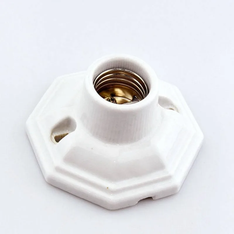 E27 E26 Octagonal Vintage Ceramic Light Head Edison Lamp Holder Retro High Temperature Bulb Screw Cap Socket Wall Table Lamp