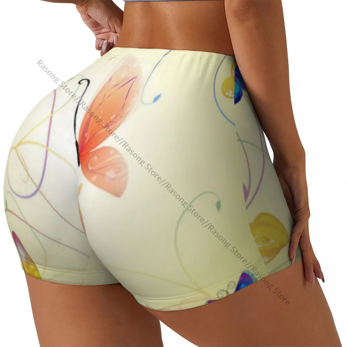 Frauen Yoga Shorts Frühling Schmetterlinge Workout Shorts Fitness schnell trocknend Damen Yoga Gym Running Short Hosen Sportswear