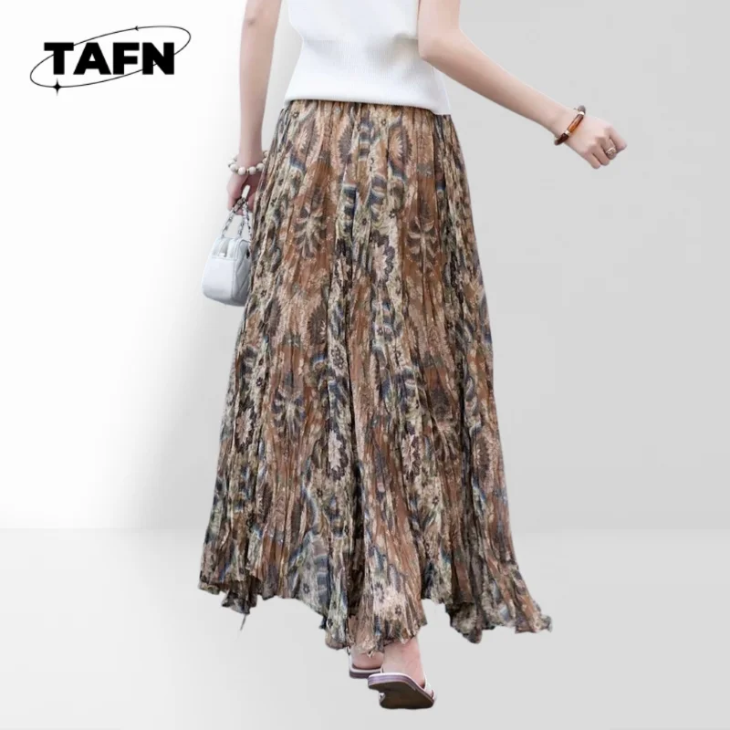 100% Viscose High Waist Midi Length Skirt for Everyday Style Ladies Elegant Skirt Soft Fabric High Waist Midi BC2306