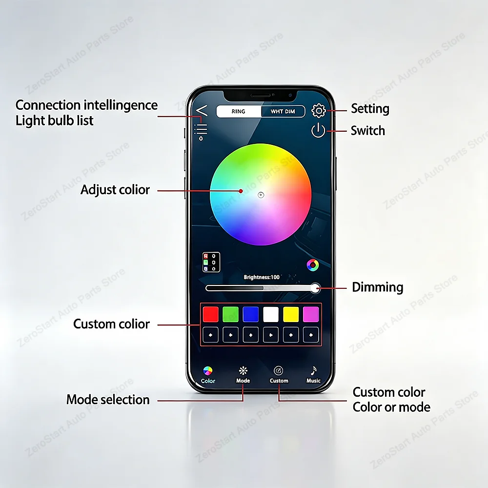 New LED APP Controls Colored Ambient Lights For Honda Accord 10/10.5 Generation 2018-2022 Car Lnterior Decorative Lights