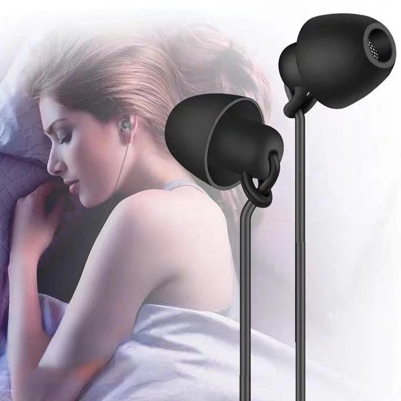 Universal In-ear 3.5 mm Wired Noise Reduction Sleep Earphones Soft Silicone Soundproof Headphone With Mircophone Wired Headset