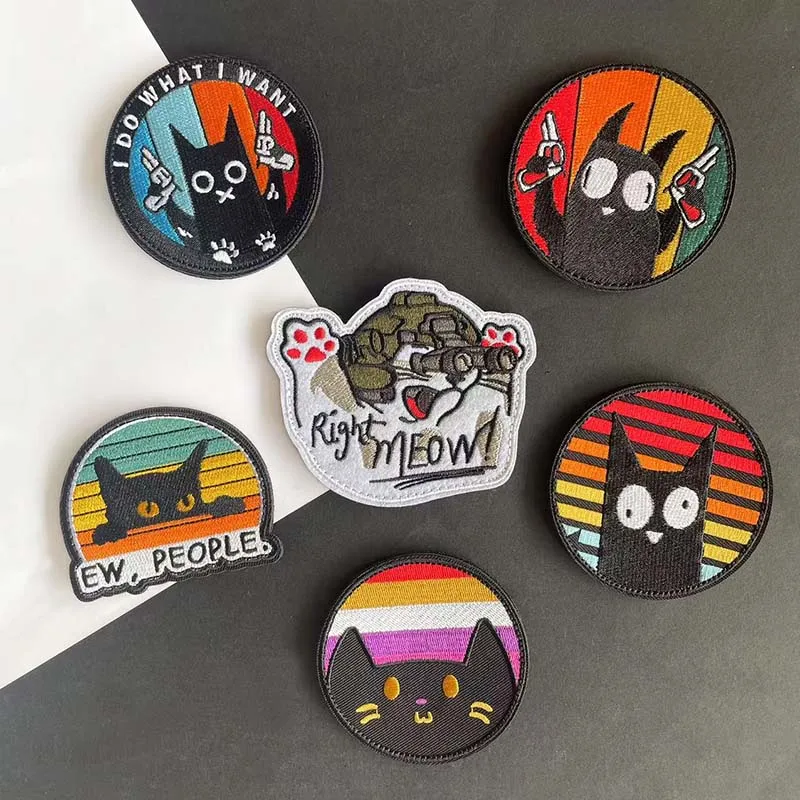 Ich mache, was ich will Moral-Emblem, lustige Katze mit Pistole, bestickte Applikations-Aufnäher, Stoffaufkleber, taktisches Abzeichen für Kleidung, Hut
