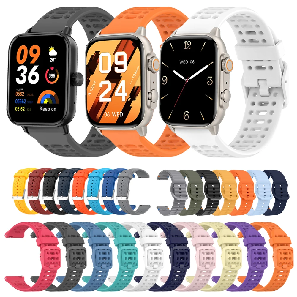 Correa de silicona para reloj COLMI P71/P78/P81/P82/C81/P73/P76/P68/P60, pulsera inteligente de 20mm y 22mm para HAYLOU LS02 Pro