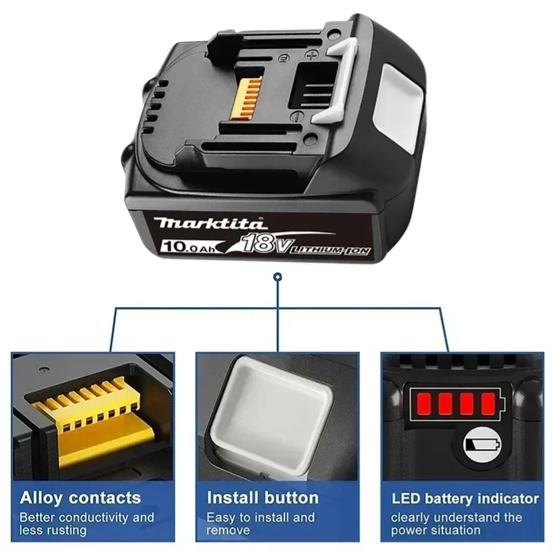18V 10Ah for Makita BL1830 BL1840 BL1850 BL1860 BL1850B BL1820 BL1815 LXT-400 Cordless Drills Replacement Lithium Battery