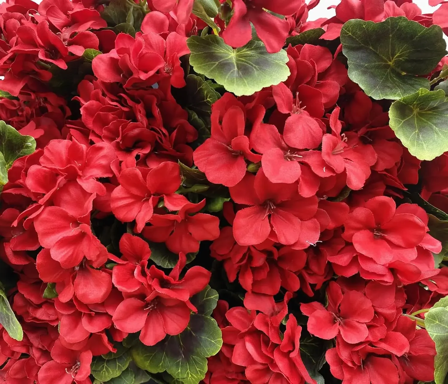 Pack of 12 - Artificial Geraniums Bundles Full Blooms Silk Flower Plants Geranium Bush Red Color for Home Garden Wedding Indoor